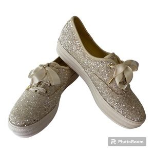 Keds X Kate Spade New York Triple Glitter Sneakers White Wedding Platform Prom